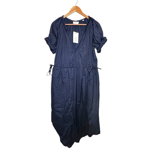 A.L.C. Odin Poplin Midi Asymmetric Cotton Dress Maritime Navy Blue Size 8 NWT - Picture 3 of 15